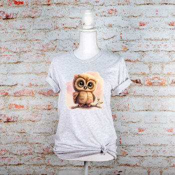 Cute Big Eyed Owl On Pink Background Graphic T-shirt by PaintedDreamsDesigns at Zazzle