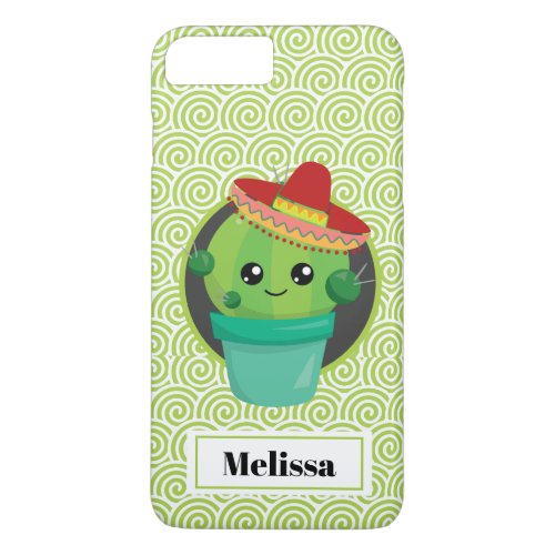 Cute Big_Eyed Smiling Cactus in Red Sombrero iPhone 8 Plus7 Plus Case