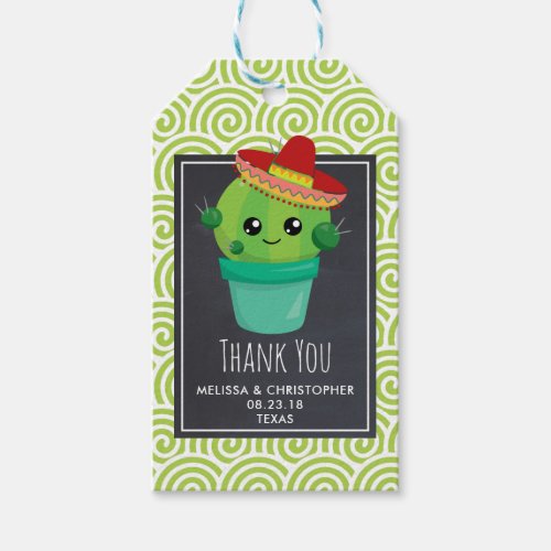 Cute Big_Eyed Smiling Cactus in Red Sombrero Gift Tags