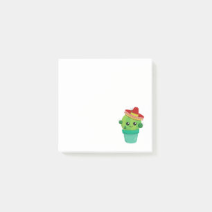 Cute Big-Eyed Smiling Cactus in Red Sombrero Post-it Notes