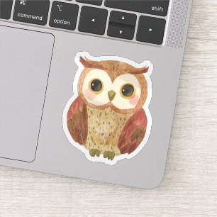 Cute Big-Eyed Watercolor Owl Vinyl Sticker