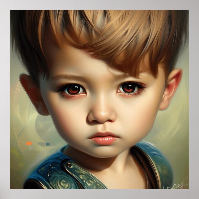 Cute big eyes girl boy Toddlers Modern Art 2 Poster (Front)