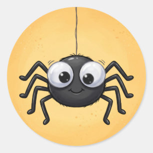 Cute Big Eyes Spider Halloween Round Stickers