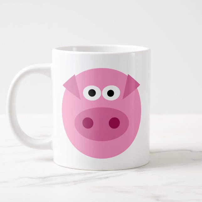 Cute big fat pink pig cartoon giant coffee mug (Left)
