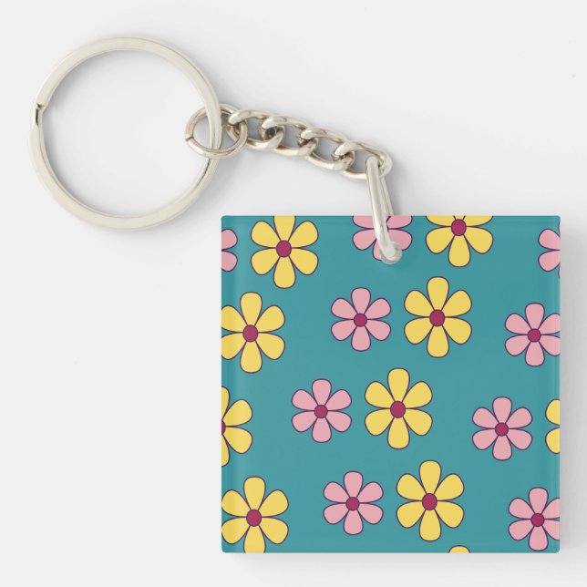 Cute big flower pattern keychain (Front)