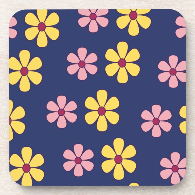 Cute big flowers pattern beverage coaster (Front)