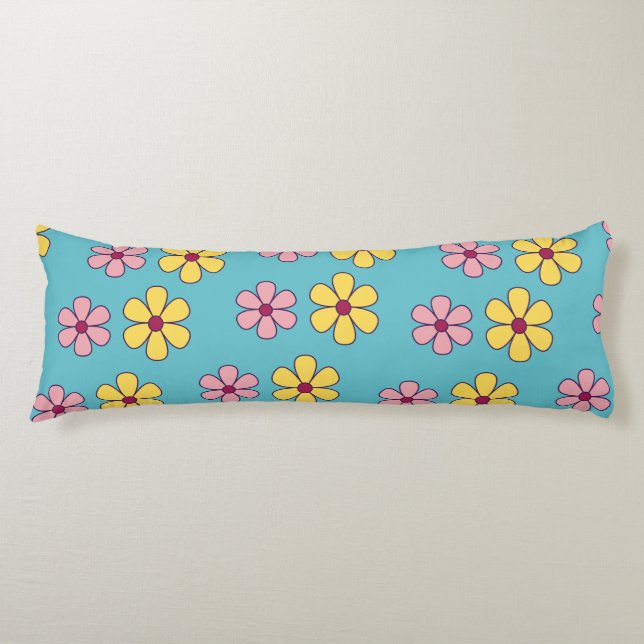 Cute big flowers pattern body pillow (Front)