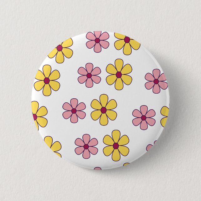 Cute big flowers pattern button (Front)