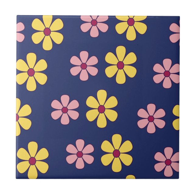 Cute big flowers pattern ceramic tile (Front)