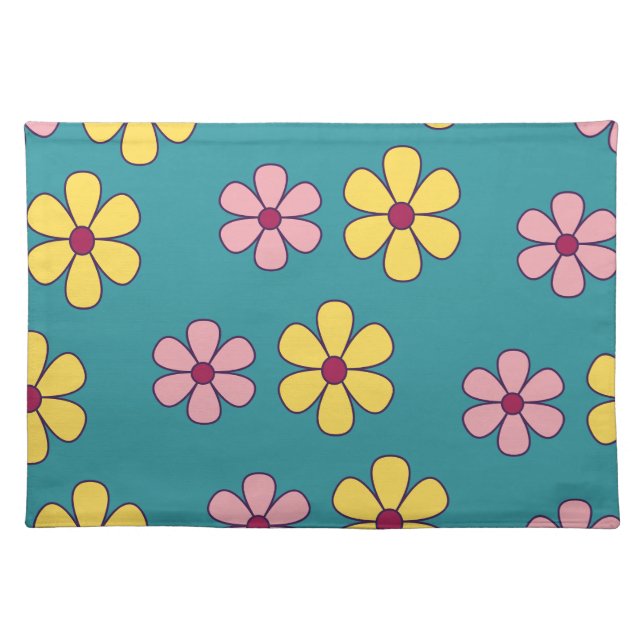 Cute big flowers pattern cloth placemat (Front)