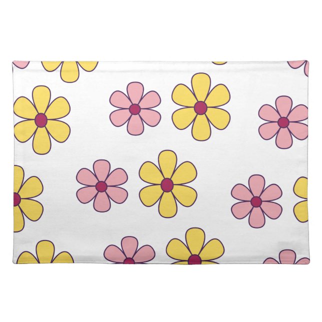 Cute big flowers pattern cloth placemat (Front)
