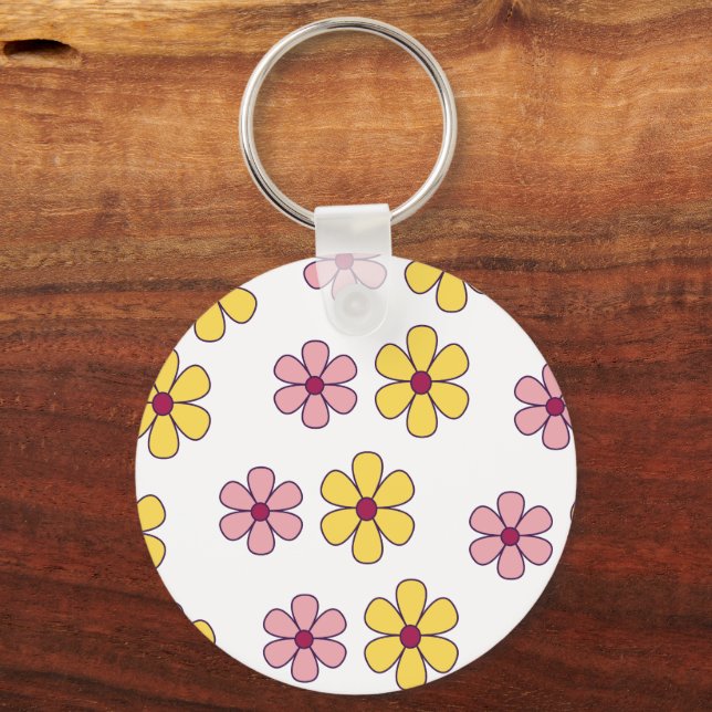 Cute big flowers pattern keychain (Front)