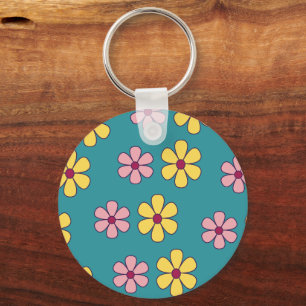 Cute big flowers pattern keychain