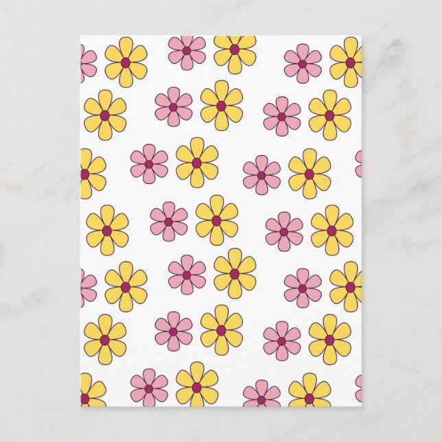 Cute big flowers pattern postcard (Front)