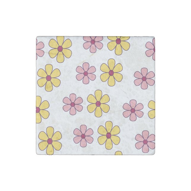 Cute big flowers pattern stone magnet (Front)