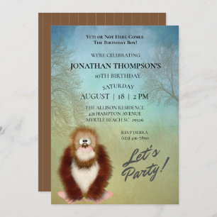 Cute Big Foot/ Sasquatch Birthday Party Invitation