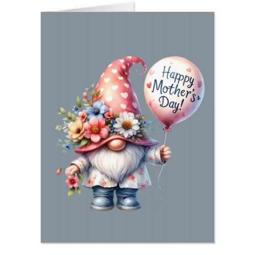 Cute big Happy Mothers Day gnome add message  Card