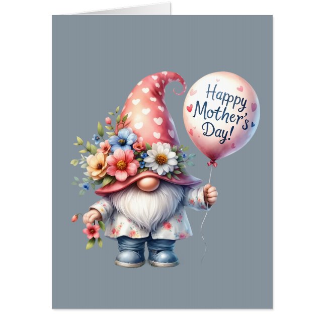 Cute big Happy Mother's Day gnome add message  Card (Front)