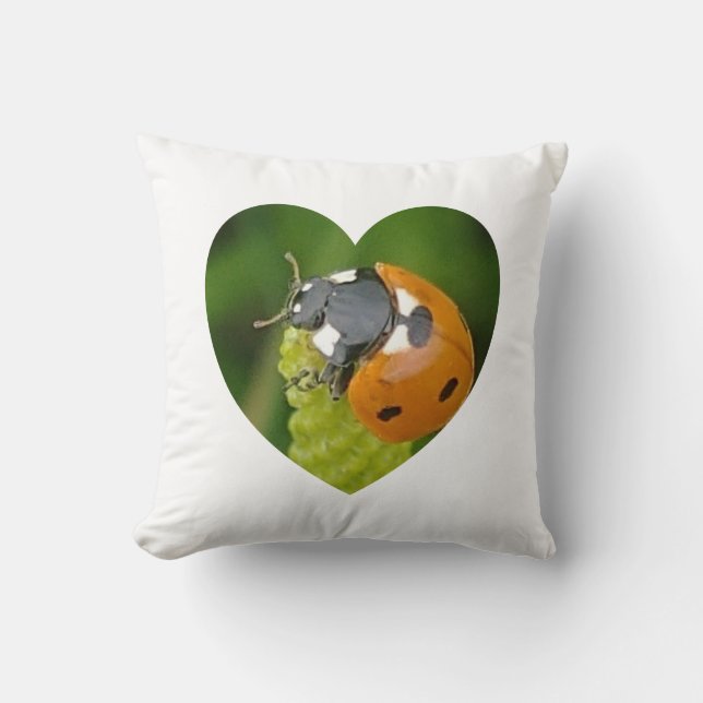 Cute Big Ladybug In A Heart Throw Pillow (Front)