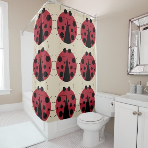 Cute Big Ladybugs Design Shower Curtain