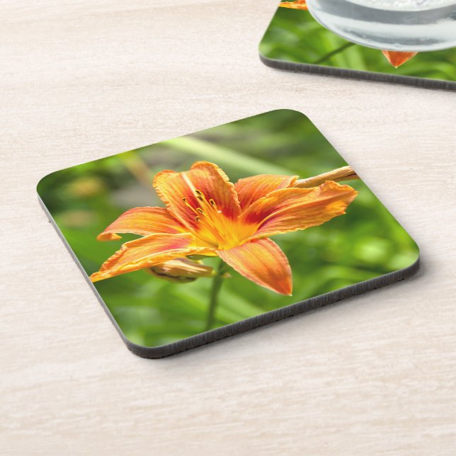 Cute big Lily flower photo Beverage Coaster (Left Side)