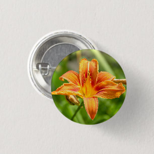 Cute big Lily flower photo Button