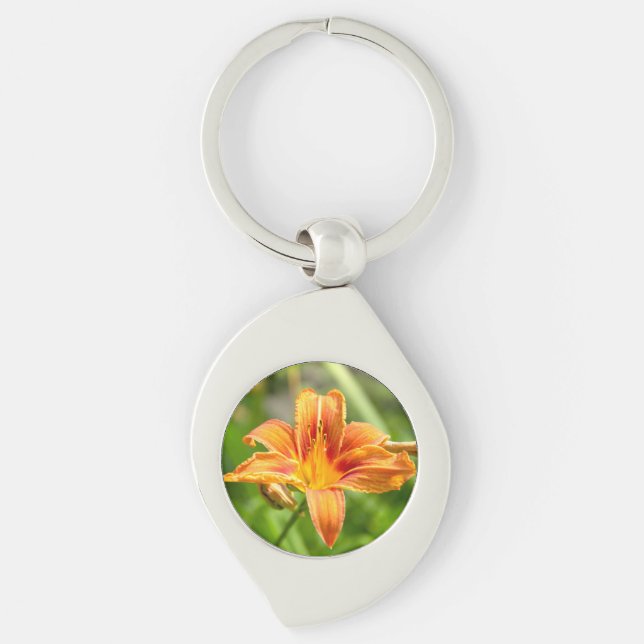 Cute big Lily flower photo Keychain (Front)