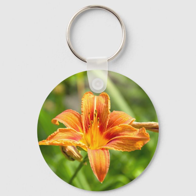 Cute big Lily flower photo Keychain (Front)
