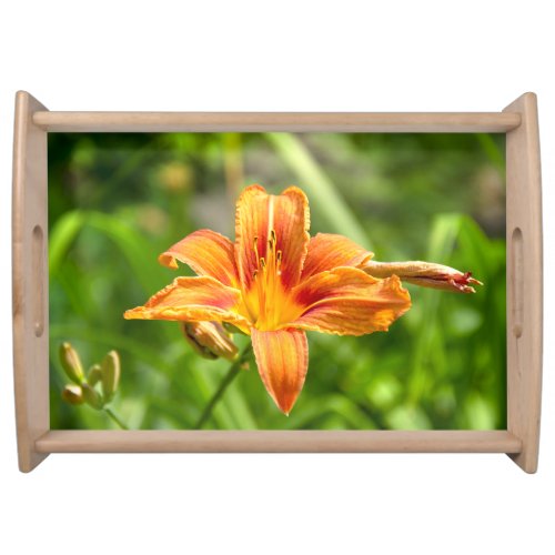 Cute big Lily flower photo Serving Tray