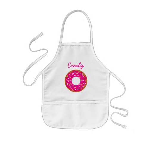 Cute big pink donut baking apron for children