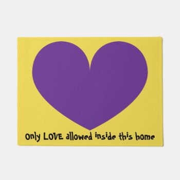 Cute Big Purple Heart Design Doormat by HappyGabby at Zazzle
