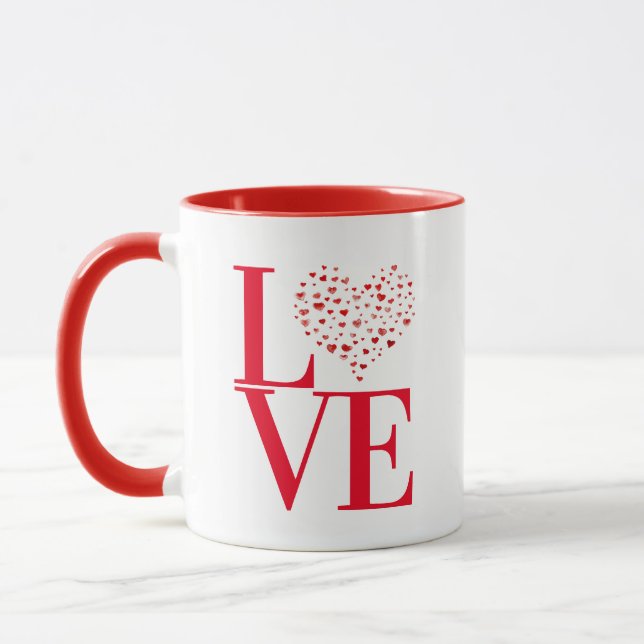 Cute Big Red Love Hearts Valentine's Day Mug (Left)