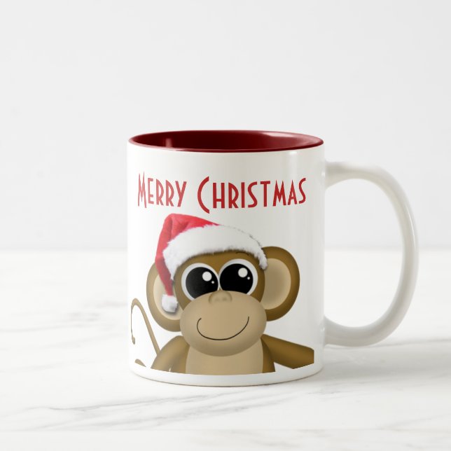 Cute Big Santa Hat Monkey Mug (Right)