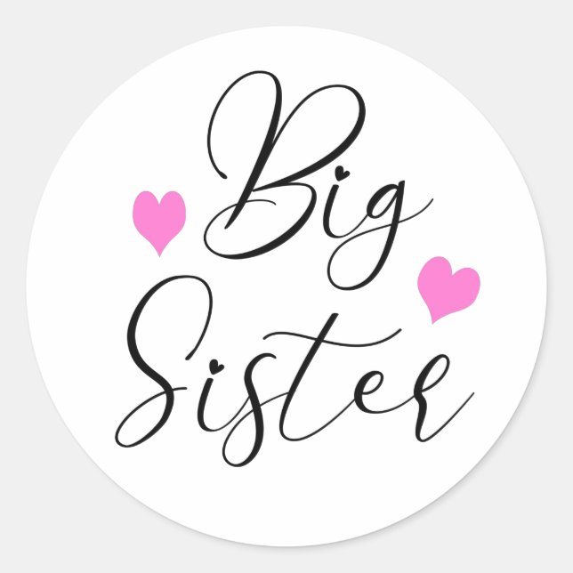 Cute Big Sister        Classic Round Sticker (Front)