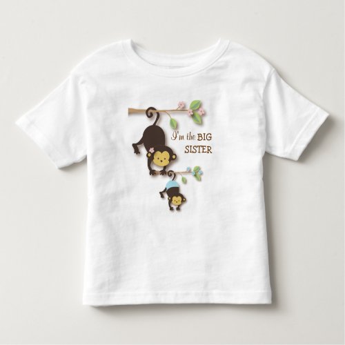 Cute Big Sister Monkey with Lil Baby Brother Toddler T_shirt