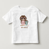 Cute Big Sister Owl with Sleepy Lil' Baby Brother