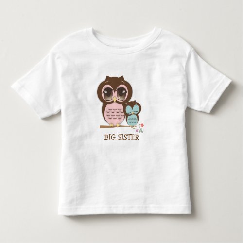 Cute Big Sister Owl with Sleepy Lil Baby Brother Toddler T_shirt