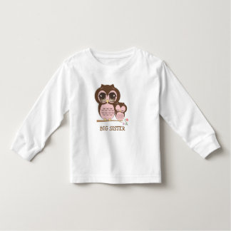 Cute Big Sister Owl with Sleepy Lil' Baby Sis Toddler T-shirt