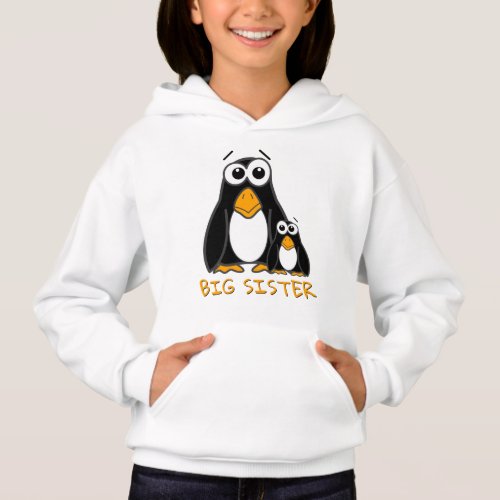 Cute Big Sister Penguin Sibling Cartoon Hoodie