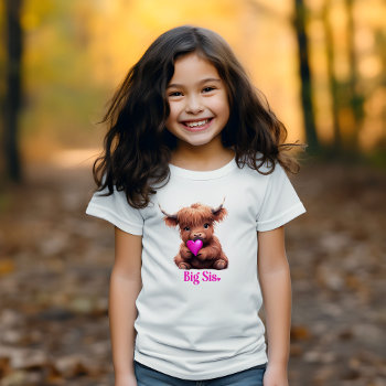 Cute Big Sister Pink Baby Cow T-shirt by aurorameadowsdesign at Zazzle