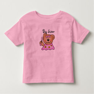 Cute Big Sister Teddy Bear in Pink Toddler T-shirt
