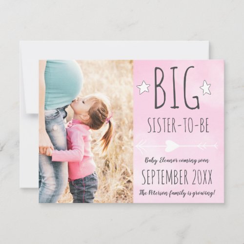 Cute big sister to be pink clouds photo pregnancy announcement
