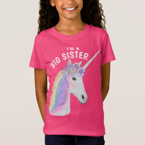 Cute Big Sister Unicorn Pink T_Shirt