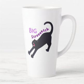 Cute Big Stretch Black Cat - For Cat Lovers Latte Mug