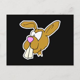 cute big teeth brown bunny rabbit postcard