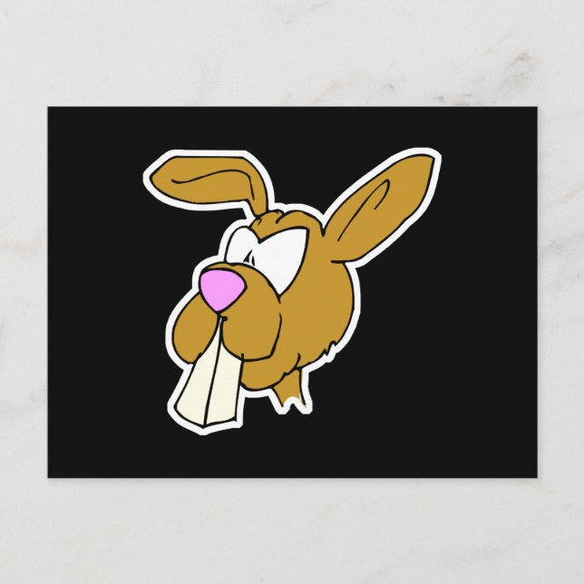 cute big teeth brown bunny rabbit postcard (Front)