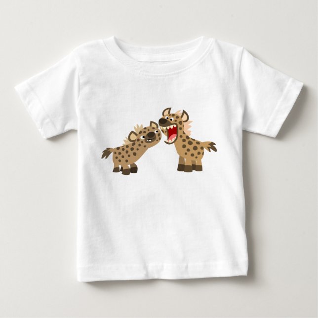 Cute Big-Teethed Cartoon Hyenas Baby T-Shirt (Front)