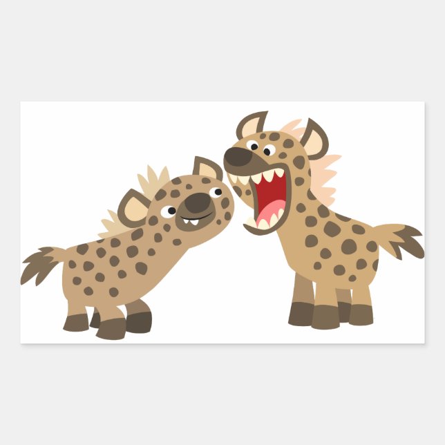 Cute Big-Teethed Cartoon Hyenas Sticker (Front)