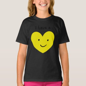 Cute Big Yellow Happy Heart Design T-shirt by HappyGabby at Zazzle