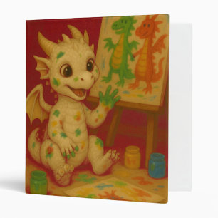 cute bigeye white baby frost dragon finger-paintin 3 ring binder